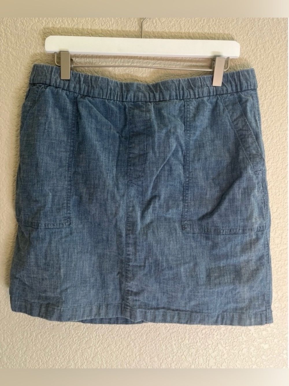 🩵 Lands' End Chambray / light denim Mini Skort - size 14 EUC